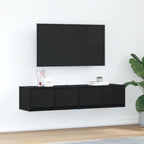 Meuble TV Mural Blanc et Bois Effet Chêne - 2 Pièces-Mon Meuble TV-Chêne noir-60 x 31 x 25.5 cm-2-39