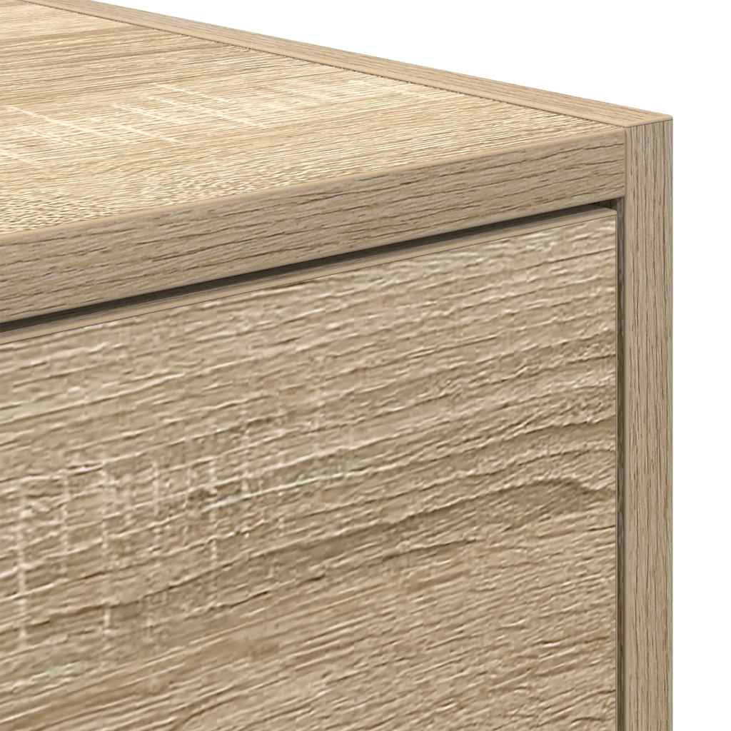 Meuble TV Mural Blanc et Bois Effet Chêne - 2 Pièces-Mon Meuble TV-Chêne sonoma-100 x 31 x 25,5 cm-1-11