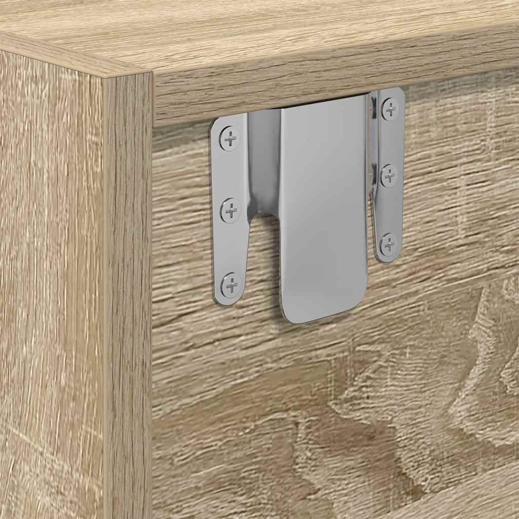 Meuble TV Mural Blanc et Bois Effet Chêne - 2 Pièces-Mon Meuble TV-Chêne sonoma-100 x 31 x 25,5 cm-1-12