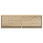 Meuble TV Mural Blanc et Bois Effet Chêne - 2 Pièces-Mon Meuble TV-Chêne sonoma-100 x 31 x 25,5 cm-1-7