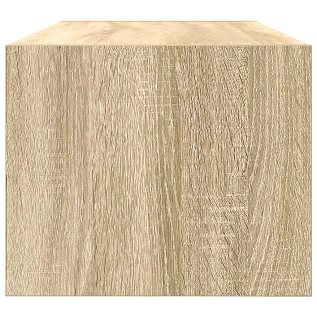 Meuble TV Mural Blanc et Bois Effet Chêne - 2 Pièces-Mon Meuble TV-Chêne sonoma-100 x 31 x 25,5 cm-1-8
