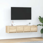 Meuble TV Mural Blanc et Bois Effet Chêne - 2 Pièces-Mon Meuble TV-Chêne sonoma-60 x 31 x 25.5 cm-2-36