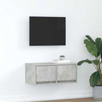 Meuble TV Mural Blanc et Bois Effet Chêne - 2 Pièces-Mon Meuble TV-Gris béton-60 x 31 x 25.5 cm-1-26