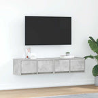 Meuble TV Mural Blanc et Bois Effet Chêne - 2 Pièces-Mon Meuble TV-Gris béton-60 x 31 x 25.5 cm-2-37