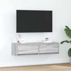 Meuble TV Mural Blanc et Bois Effet Chêne - 2 Pièces-Mon Meuble TV-Sonoma gris-100 x 31 x 25,5 cm-1-15