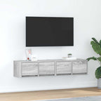 Meuble TV Mural Blanc et Bois Effet Chêne - 2 Pièces-Mon Meuble TV-Sonoma gris-60 x 31 x 25.5 cm-2-41