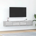 Meuble TV Mural Blanc et Bois Effet Chêne - 2 Pièces-Mon Meuble TV-Sonoma gris-80 x 31 x 25.5 cm-2-48