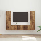 Meuble TV Mural Bois Clair Effet Chêne - 6 Pièces-Mon Meuble TV-Bois ancien-20