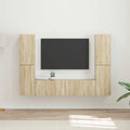 Meuble TV Mural Bois Clair Effet Chêne - 6 Pièces-Mon Meuble TV-Chêne sonoma-16
