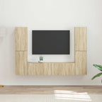 Meuble TV Mural Bois Clair Effet Chêne - 6 Pièces-Mon Meuble TV-Chêne sonoma-16