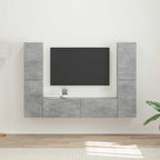 Meuble TV Mural Bois Clair Effet Chêne - 6 Pièces-Mon Meuble TV-Gris béton-17