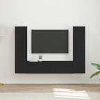 Meuble TV Mural Bois Clair Effet Chêne - 6 Pièces-Mon Meuble TV-Noir-15