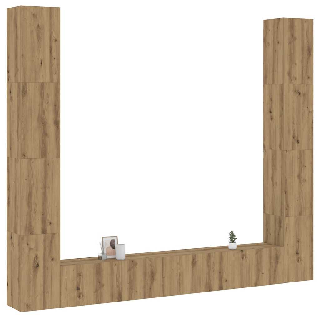 Meuble TV Mural Bois Foncé Effet Chêne - 6 Pièces-Mon Meuble TV-Chêne artisanal-13