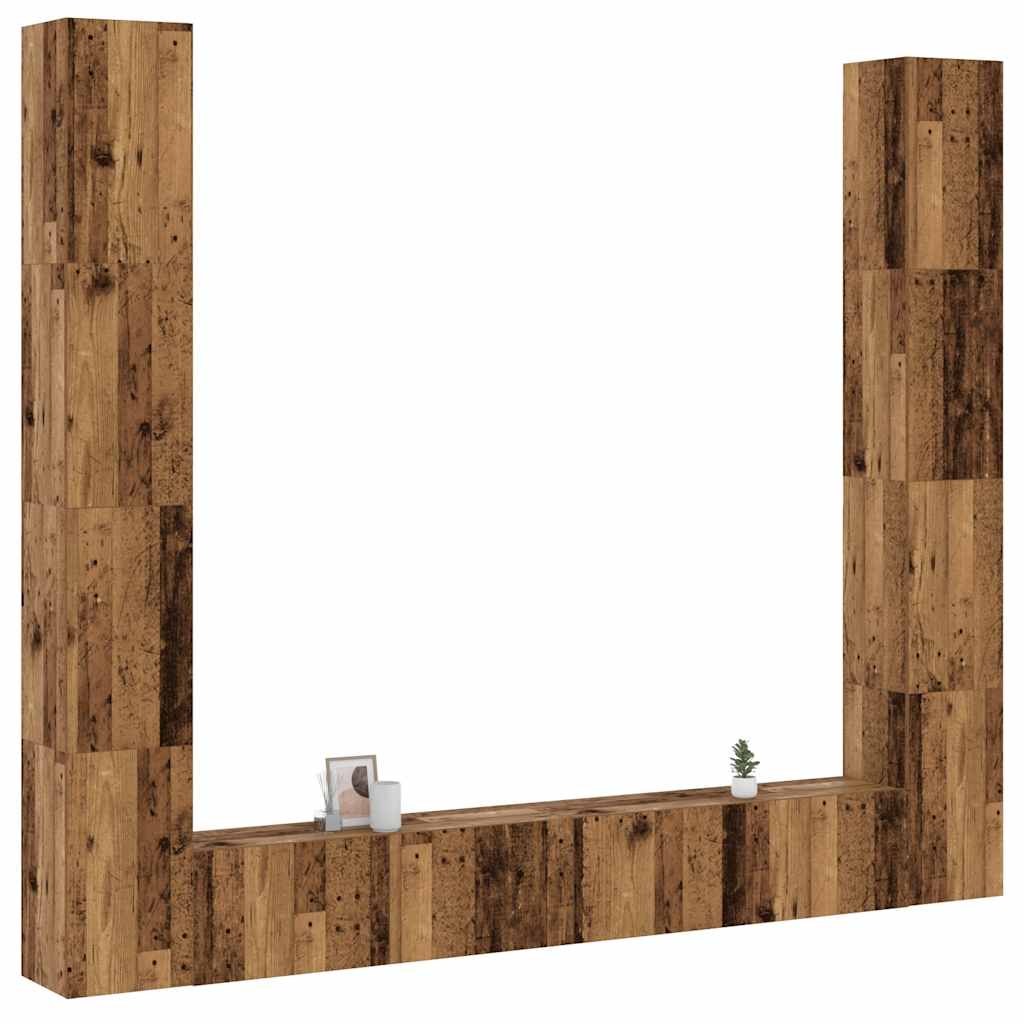Meuble TV Mural Bois Foncé Effet Chêne - 6 Pièces-Mon Meuble TV-Chêne artisanal-14