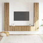 Meuble TV Mural Bois Foncé Effet Chêne - 6 Pièces-Mon Meuble TV-Chêne artisanal-2