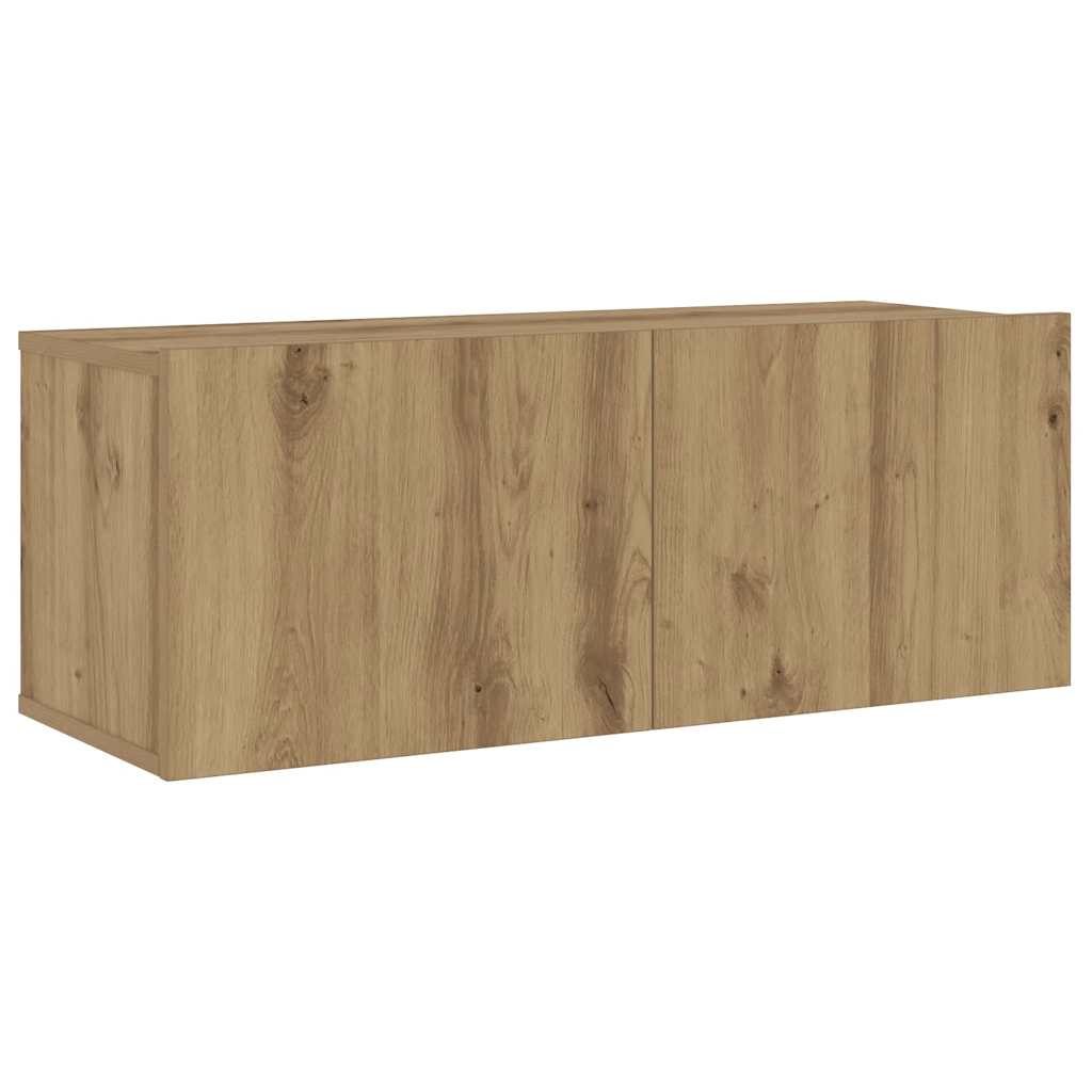 Meuble TV Mural Bois Foncé Effet Chêne - 6 Pièces-Mon Meuble TV-Chêne artisanal-6