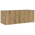 Meuble TV Mural Bois Foncé Effet Chêne - 6 Pièces-Mon Meuble TV-Chêne artisanal-6