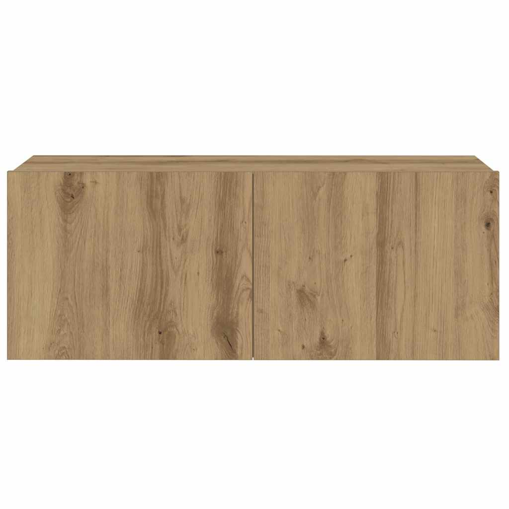 Meuble TV Mural Bois Foncé Effet Chêne - 6 Pièces-Mon Meuble TV-Chêne artisanal-7