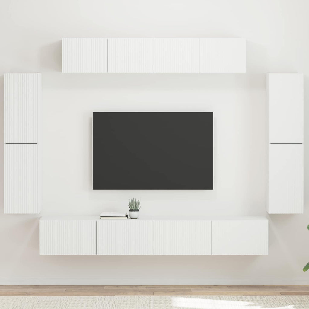 Meuble TV Mural Complet Bois Gris Sonoma - 8 Pièces-Mon Meuble TV-Blanc-13
