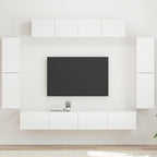 Meuble TV Mural Complet Bois Gris Sonoma - 8 Pièces-Mon Meuble TV-Blanc brillant-17