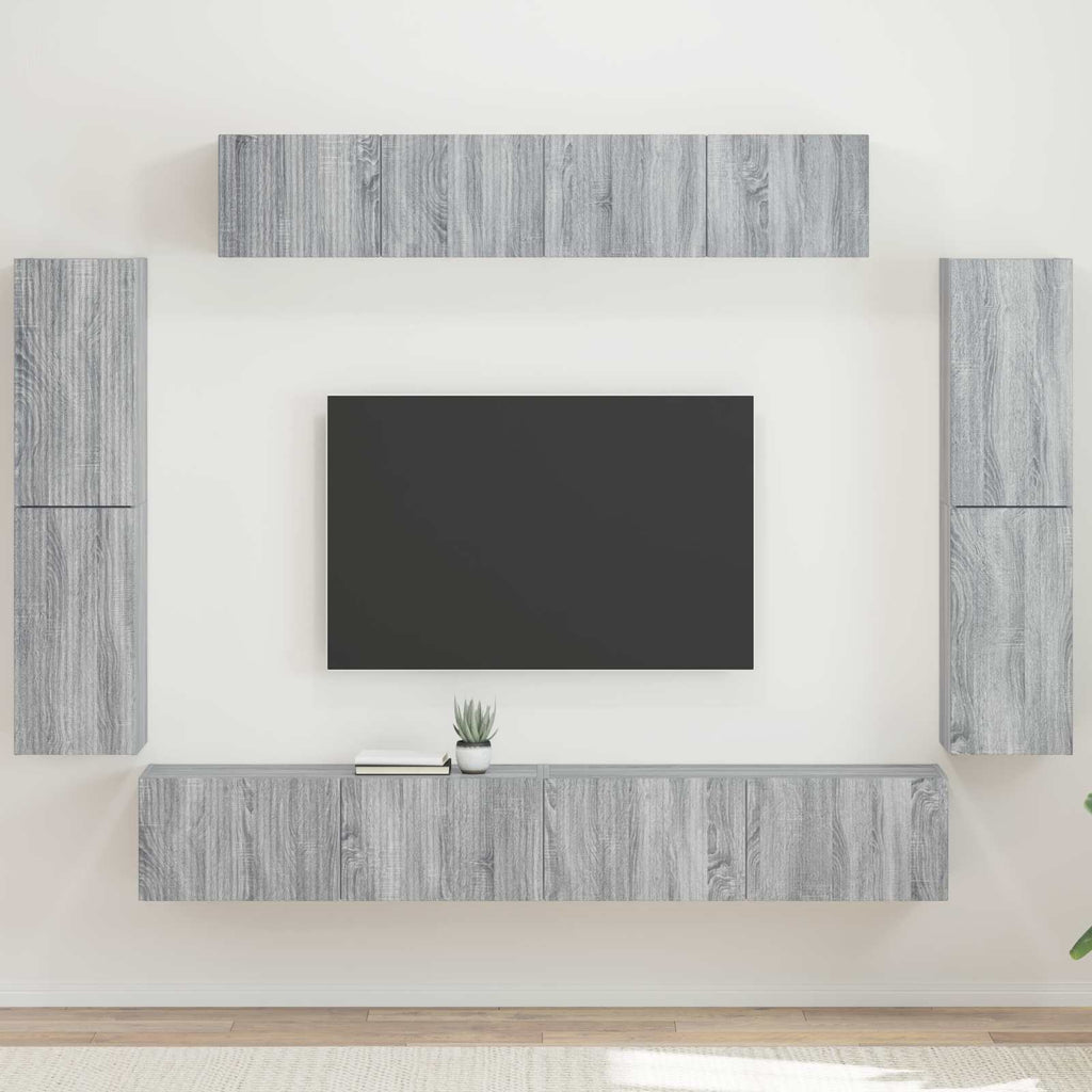 Meuble TV Mural Complet Bois Gris Sonoma - 8 Pièces-Mon Meuble TV-Sonoma gris-2