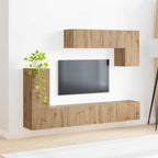 Meuble TV Mural Complet Effet Bois - 4 Pièces-Mon Meuble TV-4