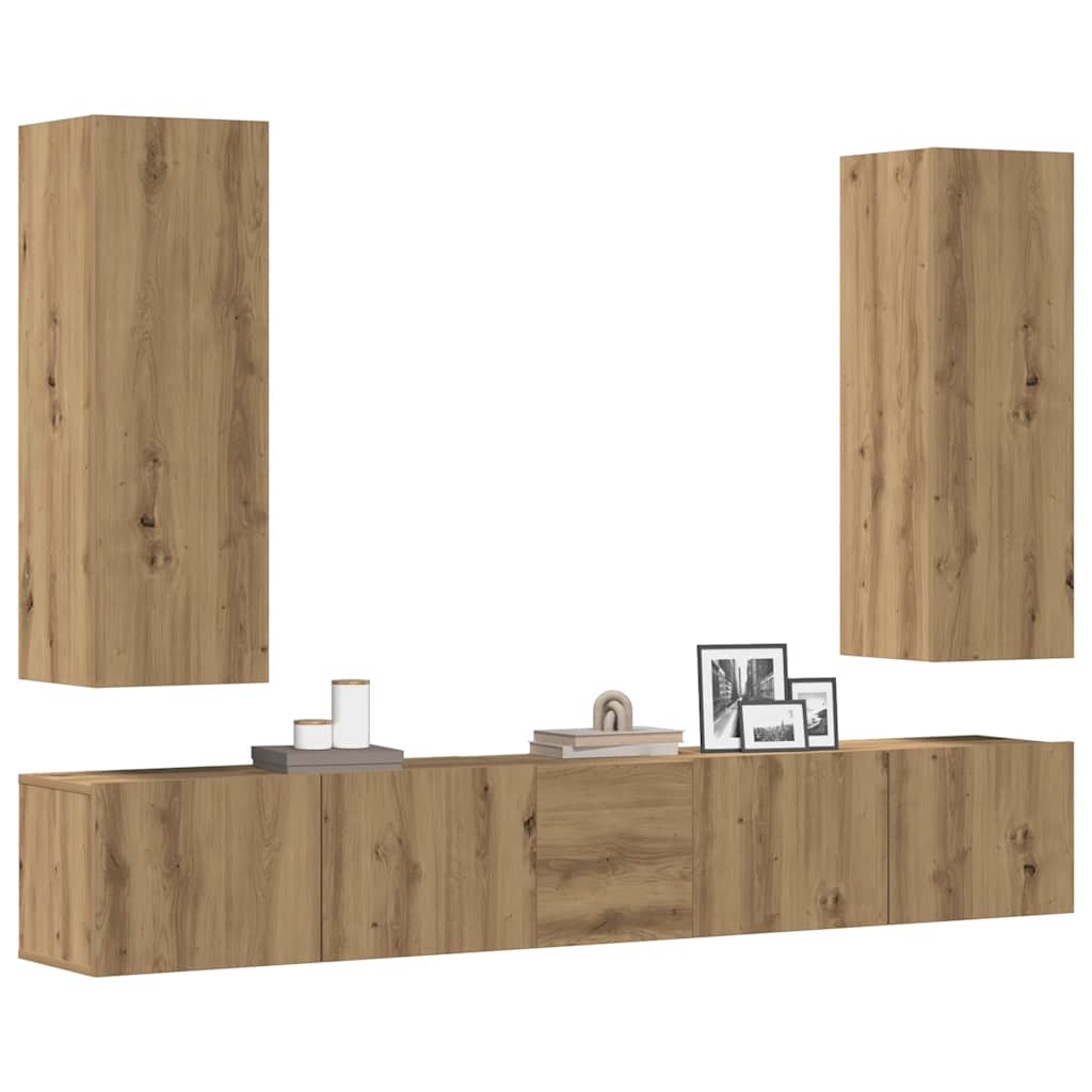 Meuble TV Mural d'Angle Effet Sonoma Gris - 3 Pièces-Mon Meuble TV-chêne artisanal-80 cm-5-12