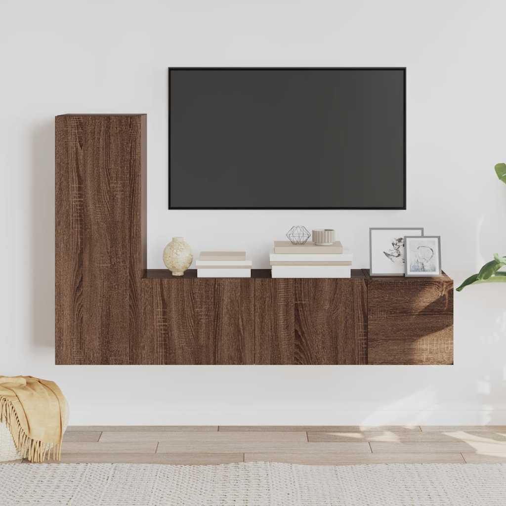 Meuble TV Mural d'Angle Effet Sonoma Gris - 3 Pièces-Mon Meuble TV-Chêne marron-80 cm-3-17
