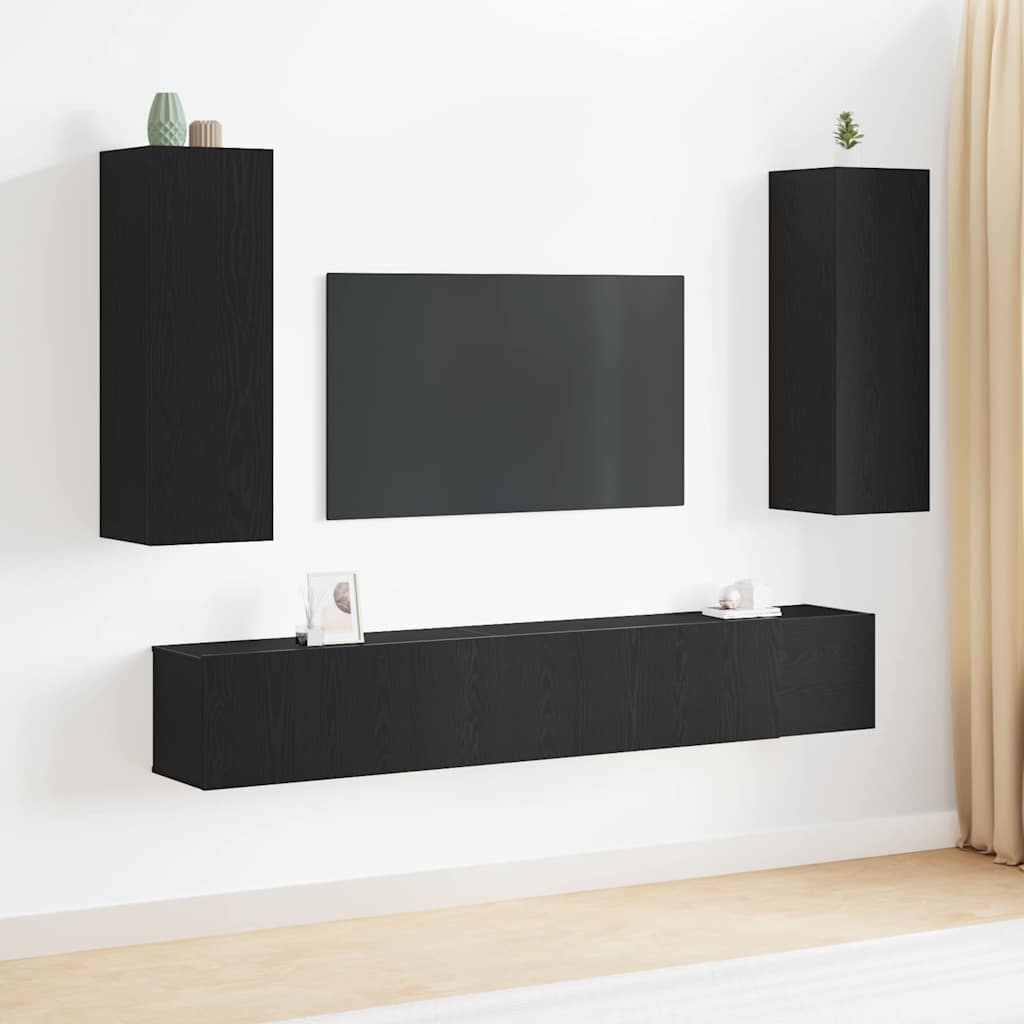 Meuble TV Mural d'Angle Effet Sonoma Gris - 3 Pièces-Mon Meuble TV-Chêne noir-80 cm-5-22