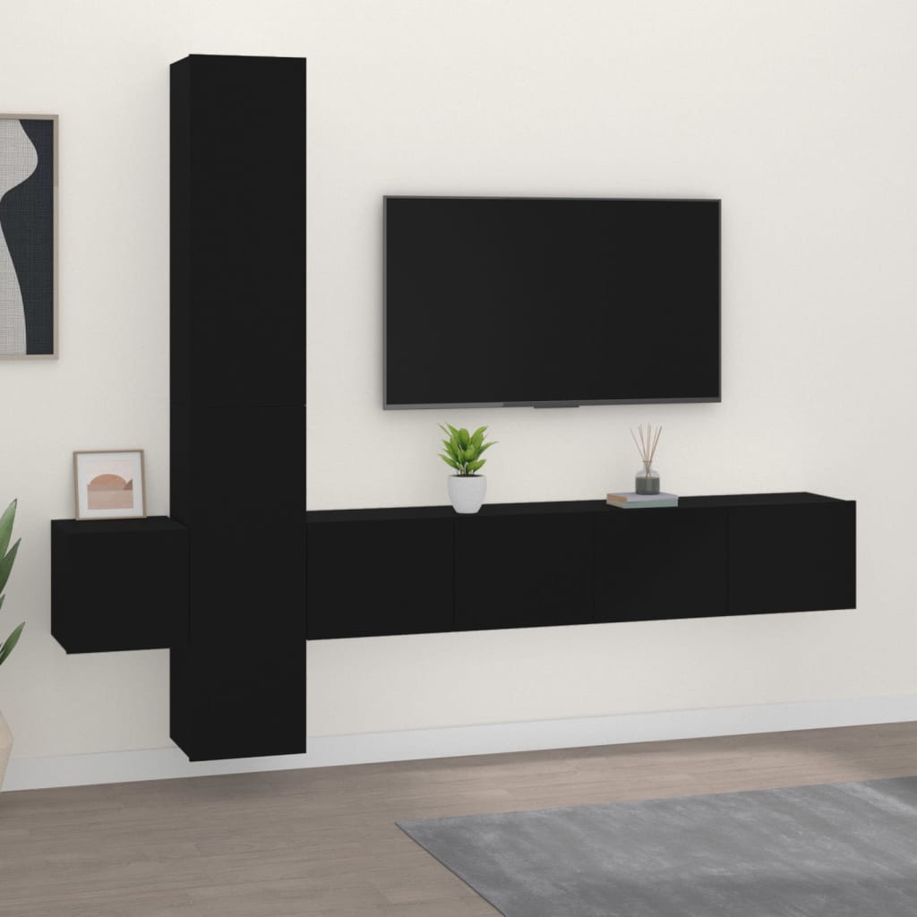 Meuble TV Mural d'Angle Effet Sonoma Gris - 3 Pièces-Mon Meuble TV-Noir-80 cm-5-21