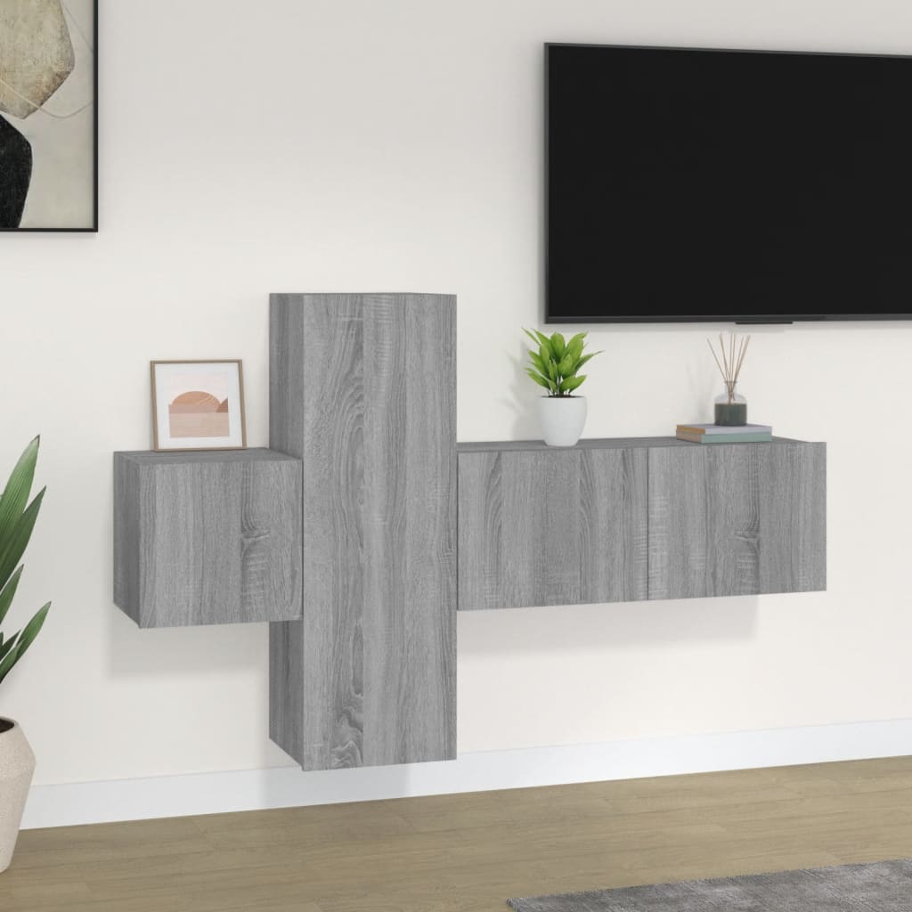 Meuble TV Mural d'Angle Effet Sonoma Gris - 3 Pièces-Mon Meuble TV-Sonoma gris-80 cm-3-16