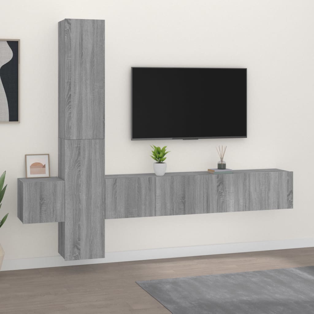 Meuble TV Mural d'Angle Effet Sonoma Gris - 3 Pièces-Mon Meuble TV-Sonoma gris-80 cm-5-20