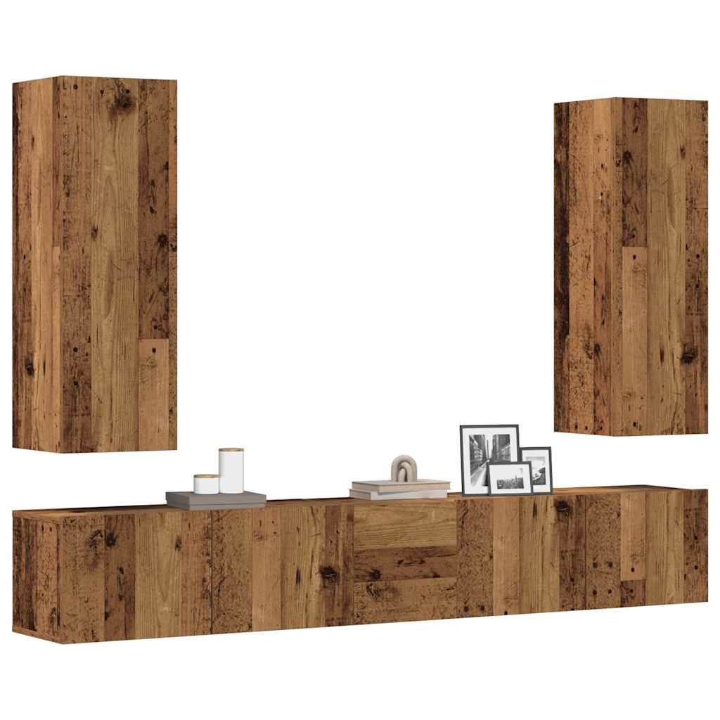 Meuble TV Mural d'Angle Effet Sonoma Gris - 3 Pièces-Mon Meuble TV-Vieux bois-80 cm-5-13