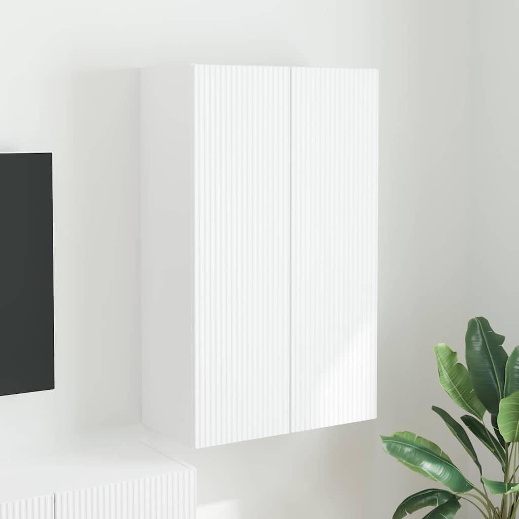 Meuble TV Mural de Rangement en Chêne Artisanal - 2 Portes-Mon Meuble TV-Blanc-59,5 x 31 x 100 cm-1-37