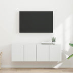 Meuble TV Mural de Rangement en Chêne Artisanal - 2 Portes-Mon Meuble TV-Blanc-59,5 x 31 x 40 cm-2-19