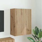 Meuble TV Mural de Rangement en Chêne Artisanal - 2 Portes-Mon Meuble TV-Blanc-59,5 x 31 x 60 cm-1-27