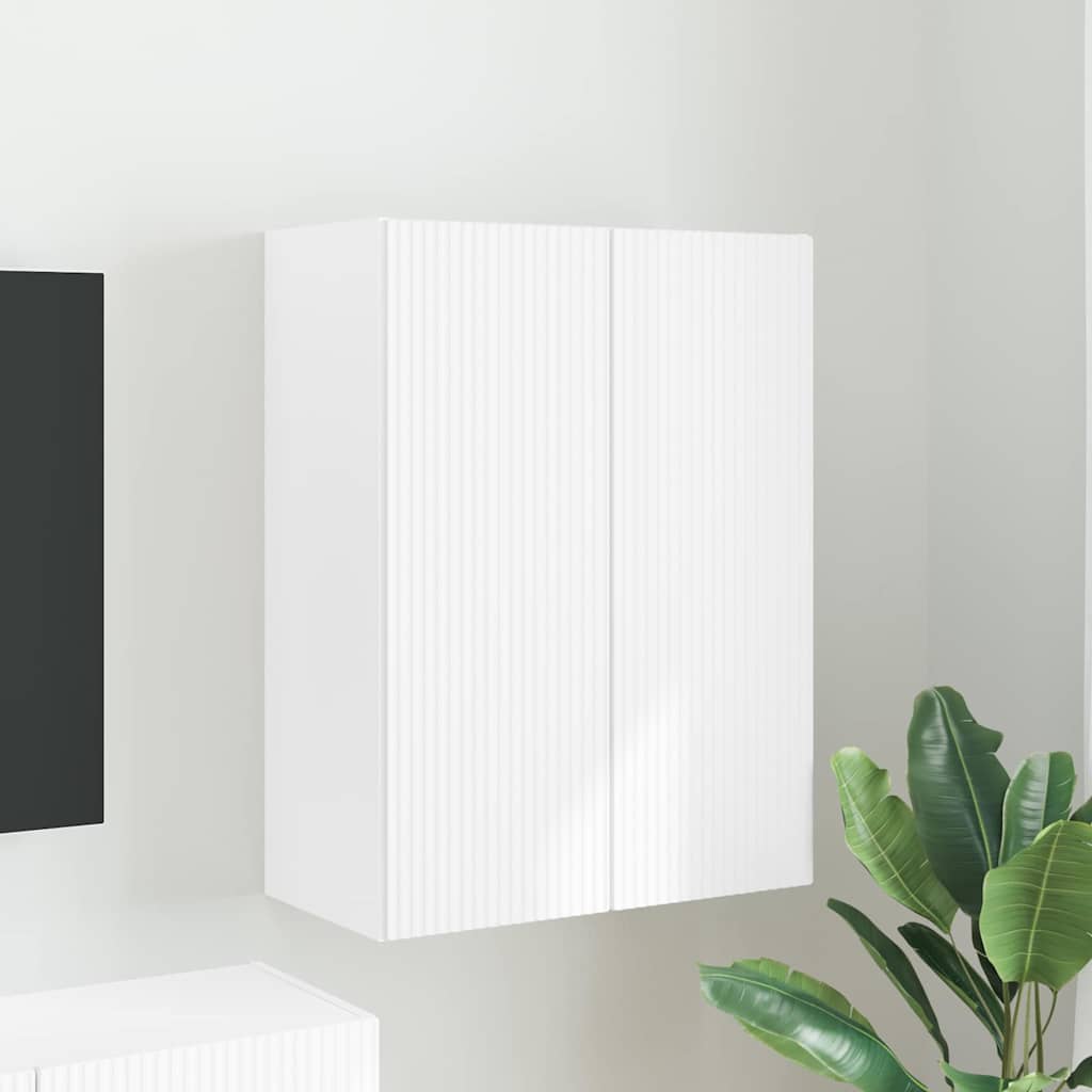 Meuble TV Mural de Rangement en Chêne Artisanal - 2 Portes-Mon Meuble TV-Blanc-59,5 x 31 x 80 cm-1-32