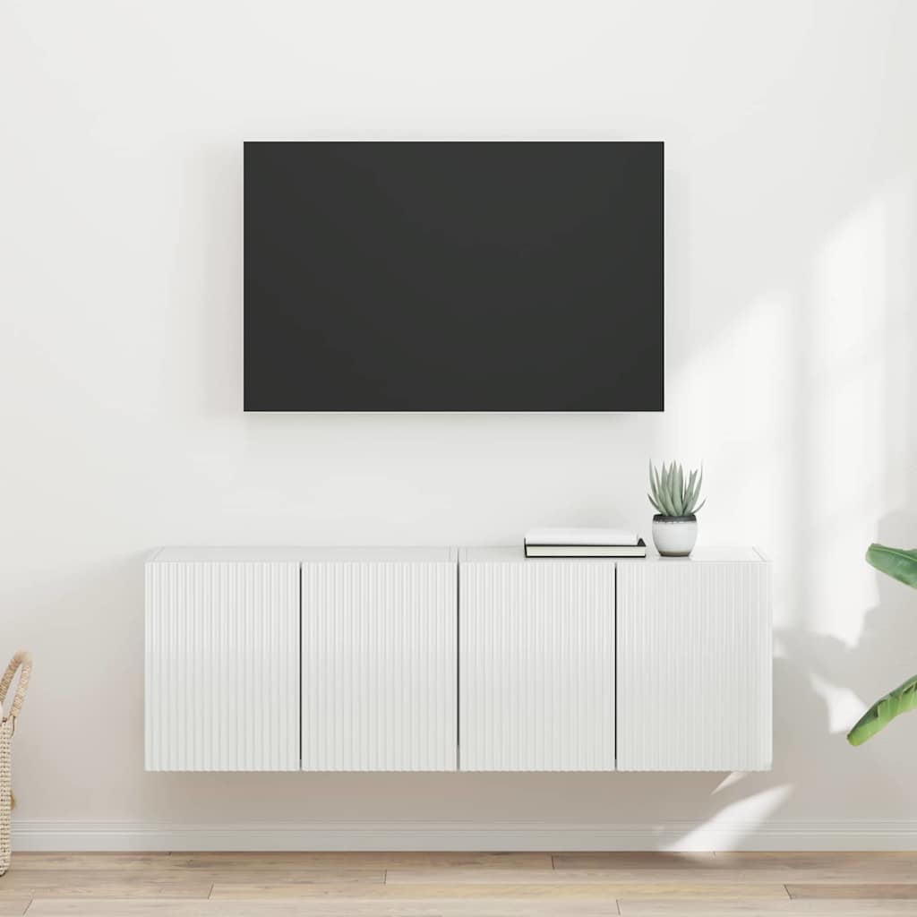 Meuble TV Mural de Rangement en Chêne Artisanal - 2 Portes-Mon Meuble TV-Blanc brillant-59,5 x 31 x 40 cm-2-15