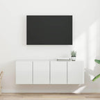 Meuble TV Mural de Rangement en Chêne Artisanal - 2 Portes-Mon Meuble TV-Blanc brillant-59,5 x 31 x 40 cm-2-15