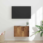 Meuble TV Mural de Rangement en Chêne Artisanal - 2 Portes-Mon Meuble TV-Bois ancien-59,5 x 31 x 40 cm-1-26