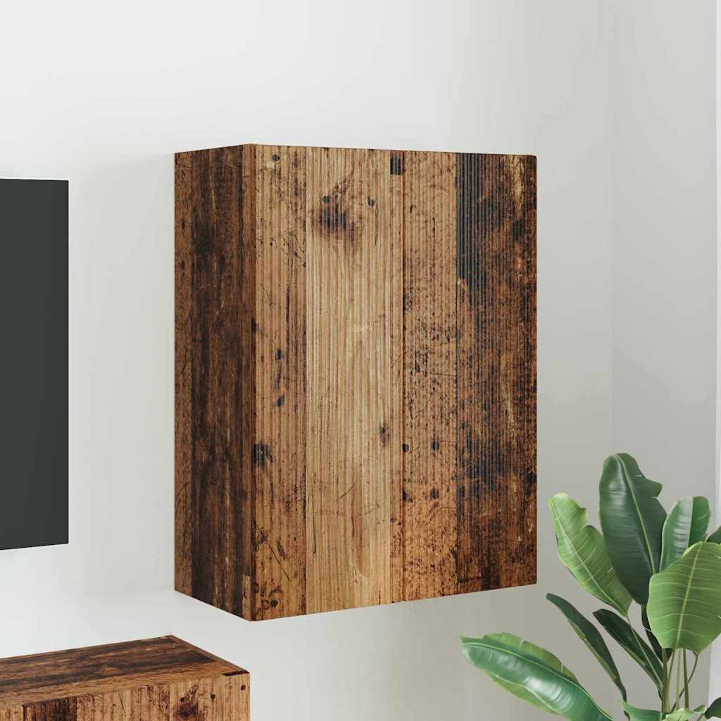 Meuble TV Mural de Rangement en Chêne Artisanal - 2 Portes-Mon Meuble TV-Bois ancien-59,5 x 31 x 80 cm-1-36