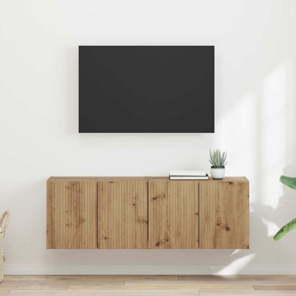 Meuble TV Mural de Rangement en Chêne Artisanal - 2 Portes-Mon Meuble TV-Chêne artisanal-59,5 x 31 x 40 cm-2-18