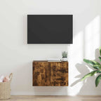 Meuble TV Mural de Rangement en Chêne Artisanal - 2 Portes-Mon Meuble TV-Chêne fumé-59,5 x 31 x 40 cm-1-25
