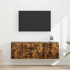 Meuble TV Mural de Rangement en Chêne Artisanal - 2 Portes-Mon Meuble TV-Chêne fumé-59,5 x 31 x 40 cm-2-16