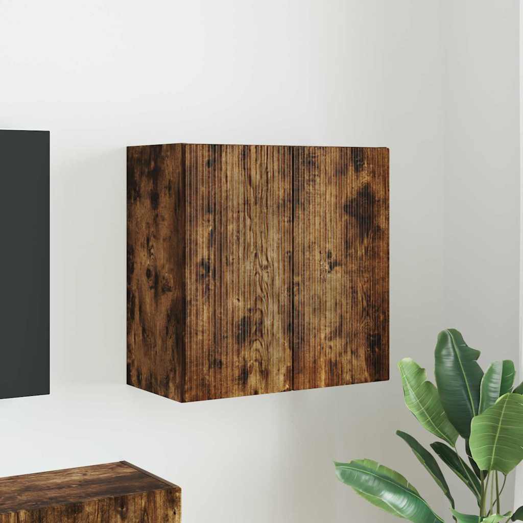 Meuble TV Mural de Rangement en Chêne Artisanal - 2 Portes-Mon Meuble TV-Chêne fumé-59,5 x 31 x 60 cm-1-30
