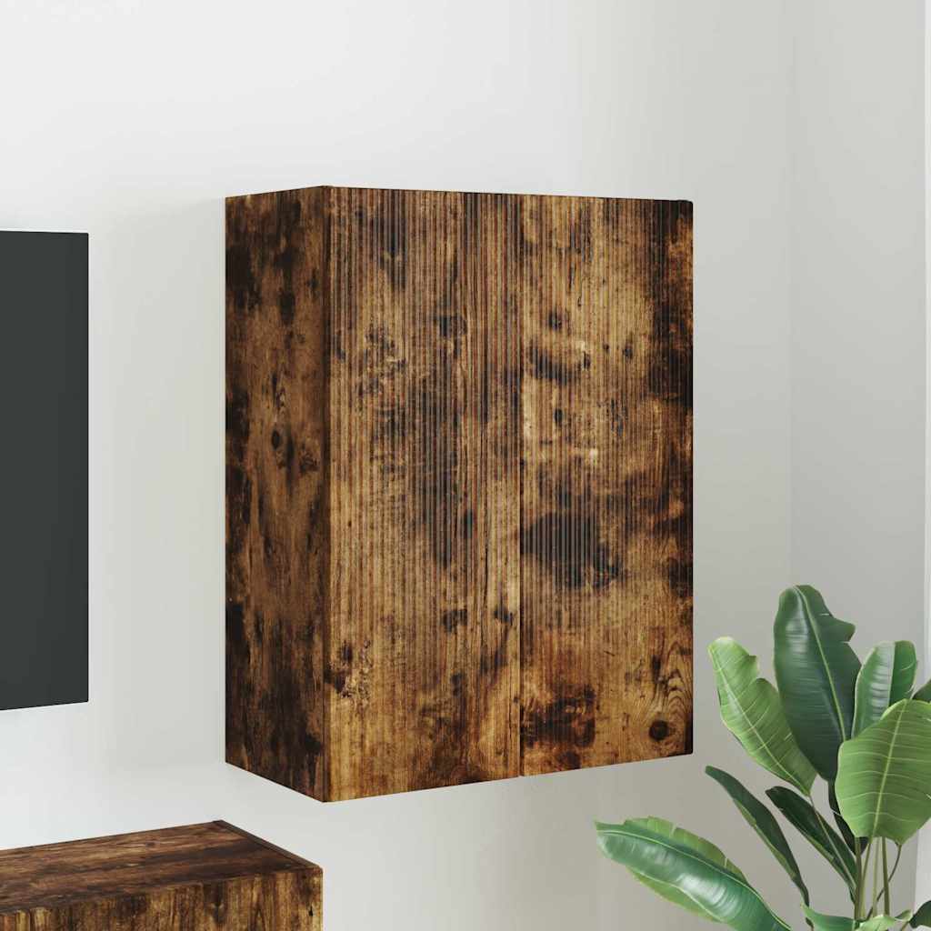 Meuble TV Mural de Rangement en Chêne Artisanal - 2 Portes-Mon Meuble TV-Chêne fumé-59,5 x 31 x 80 cm-1-35