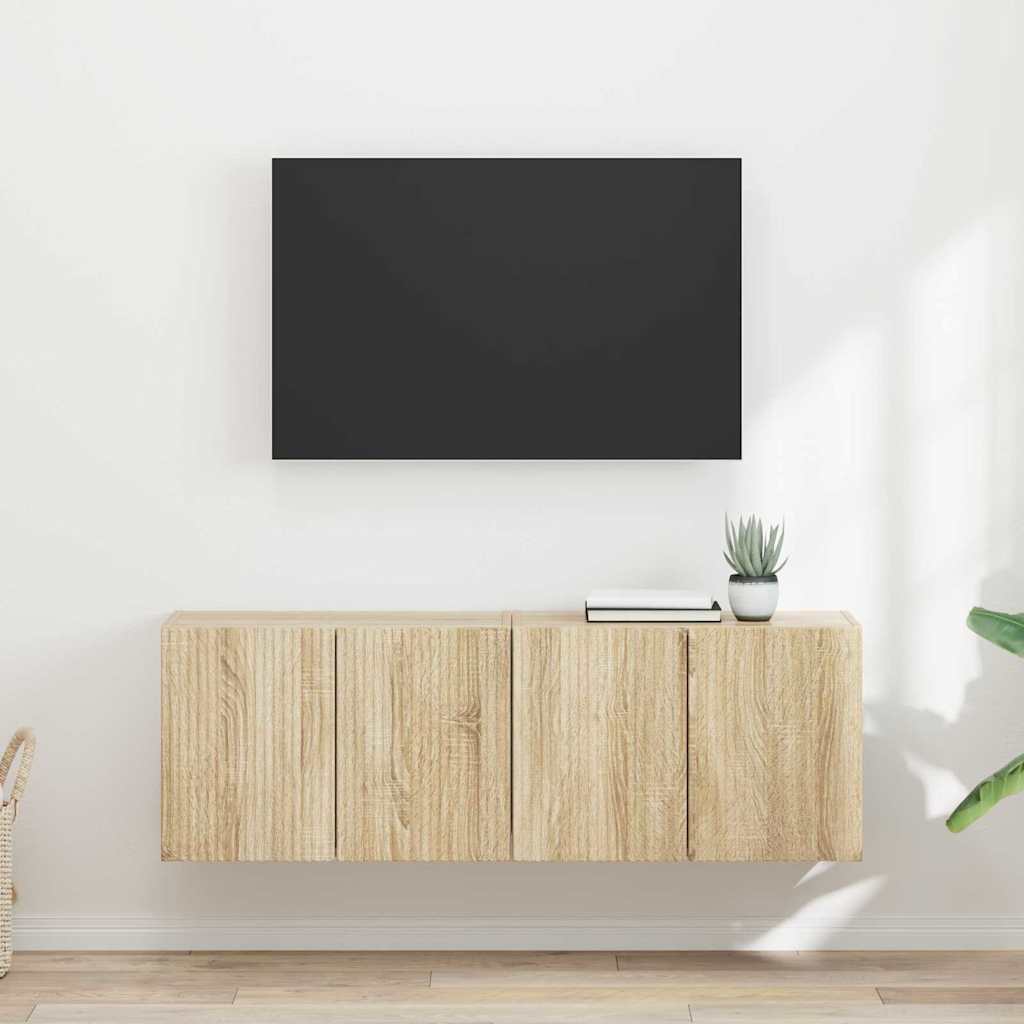 Meuble TV Mural de Rangement en Chêne Artisanal - 2 Portes-Mon Meuble TV-Chêne sonoma-59,5 x 31 x 40 cm-2-13