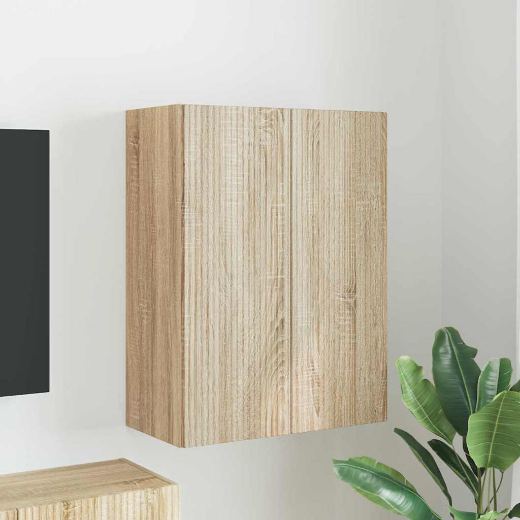 Meuble TV Mural de Rangement en Chêne Artisanal - 2 Portes-Mon Meuble TV-Chêne sonoma-59,5 x 31 x 80 cm-1-50