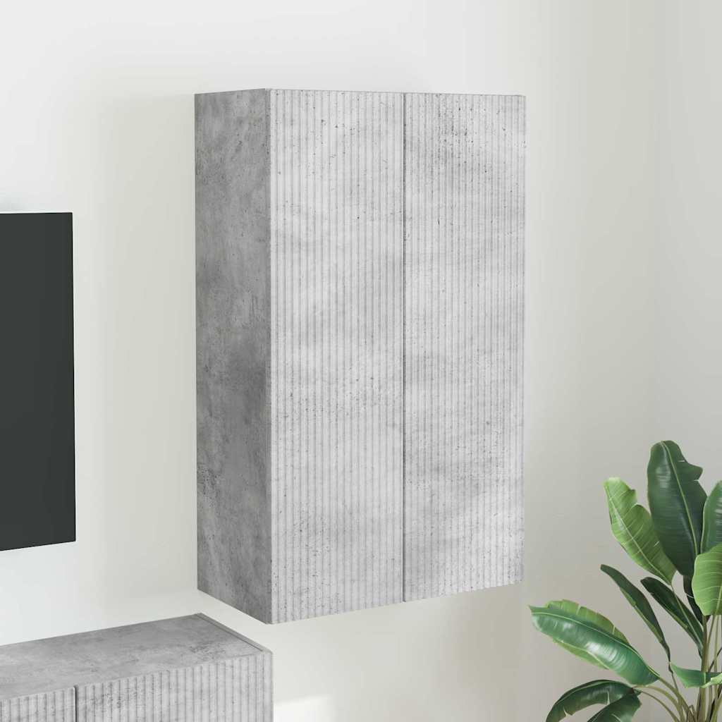 Meuble TV Mural de Rangement en Chêne Artisanal - 2 Portes-Mon Meuble TV-Gris béton-59,5 x 31 x 100 cm-1-39