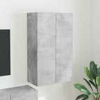 Meuble TV Mural de Rangement en Chêne Artisanal - 2 Portes-Mon Meuble TV-Gris béton-59,5 x 31 x 100 cm-1-39